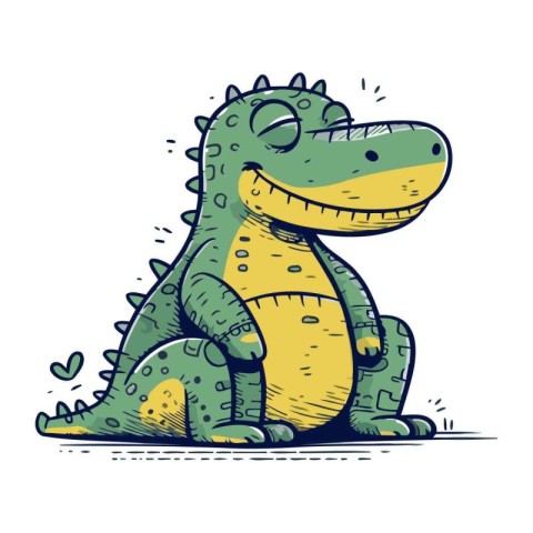 Cute cartoon crocodile on white background. Vector illustration