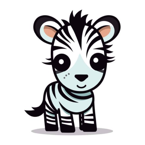 Cute zebra cartoon character isolated on white background. Vecto