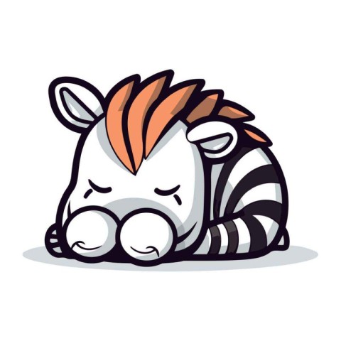 Zebra sleeping cute cartoon animal vector illustration. Cute car