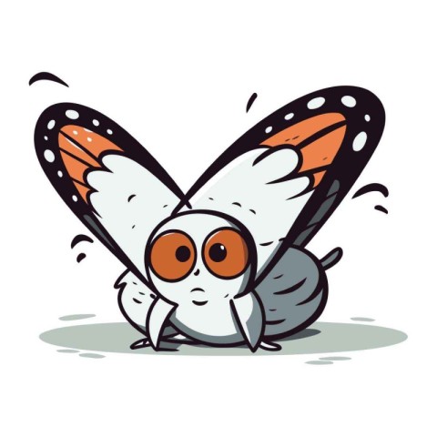 Butterfly cartoon vector illustration on white background. Cute