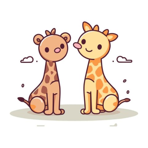 Cute cartoon giraffes. Vector illustration in flat style.