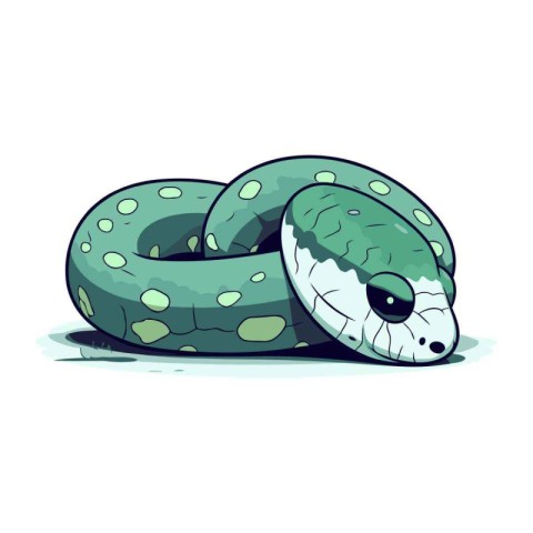 Cute cartoon green snake. Vector illustration isolated on white