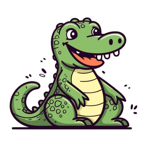 Crocodile vector illustration. Cute cartoon crocodile.