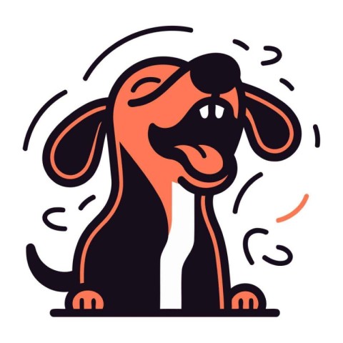 Vector illustration of a dog on white background. Flat style des