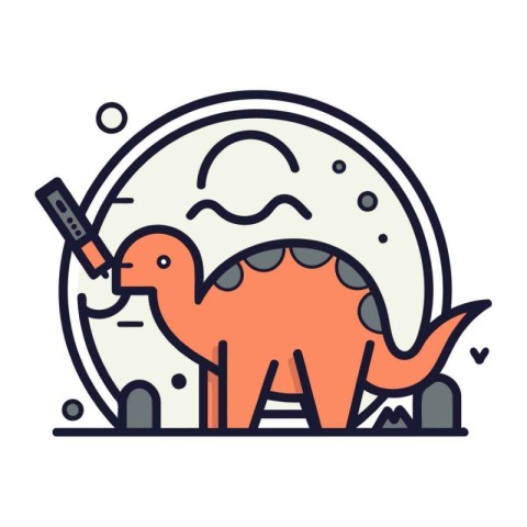 Dinosaur vector line icon. concept illustration. outline symbol.