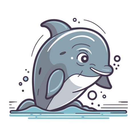 Cartoon dolphin. Vector illustration of a cute cartoon dolphin c