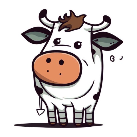 Cute cartoon cow. Vector illustration isolated on a white backgr