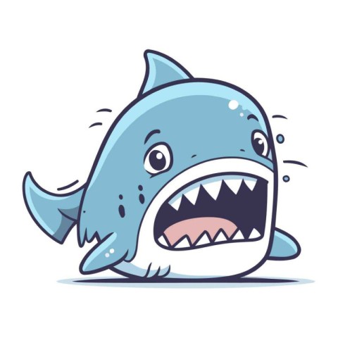 Shark cartoon character. Vector illustration of a cute cartoon s