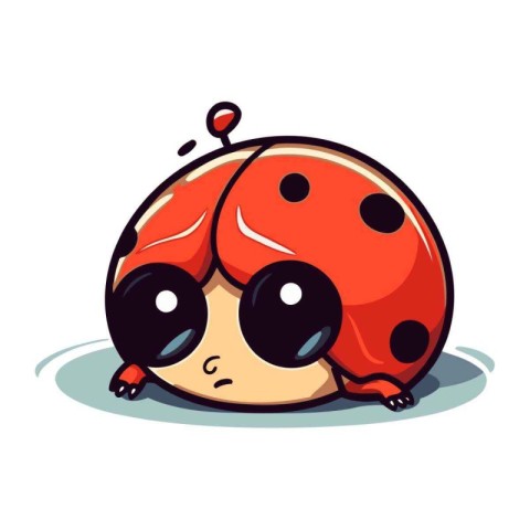 Cartoon ladybug isolated on white background. Cute vector illust