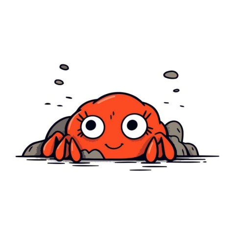 Red crab cartoon character. Vector illustration of a cute red cr