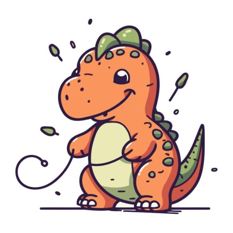 Cute cartoon dinosaur. Vector illustration. Cute cartoon dinosau