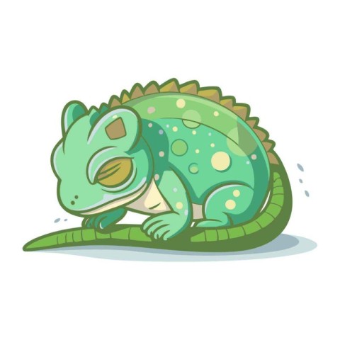 Cartoon chameleon isolated on white background. Vector illustrat