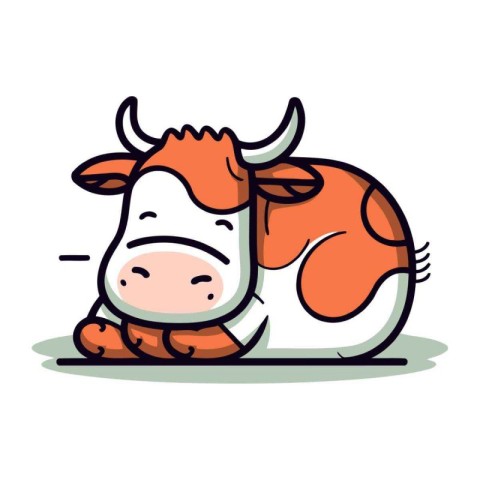 Cute cartoon cow. Vector illustration. Isolated on white backgro