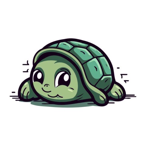 Cute cartoon turtle. Vector illustration isolated on a white bac