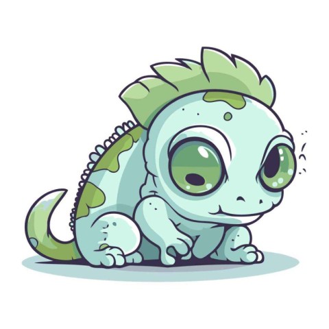 Cute cartoon chameleon. Vector illustration isolated on white ba