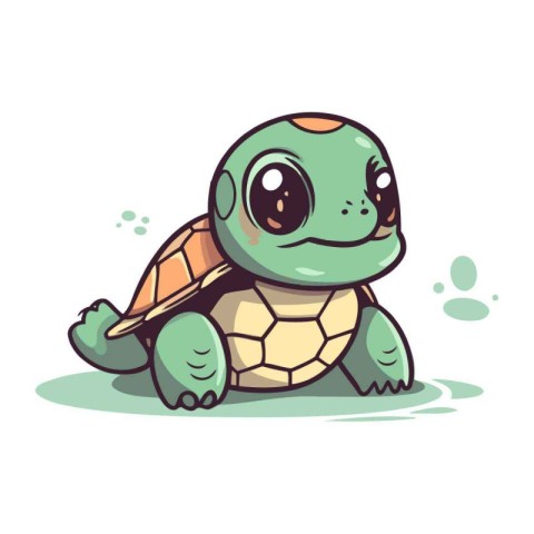 Cute cartoon turtle. Vector illustration isolated on a white bac