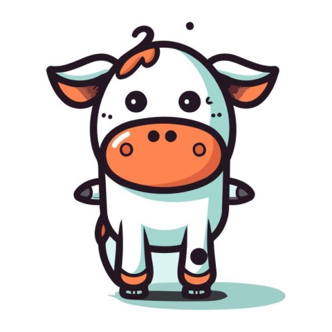 Cute cartoon cow isolated on a white background. Vector illustra