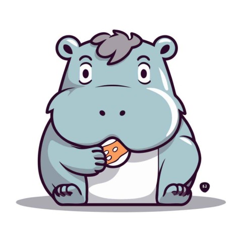 Hippopotamus Cartoon Mascot Character Vector Illustration.