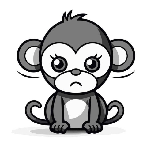 Monkey Cartoon Mascot Character Vector Illustration. Cute Animal