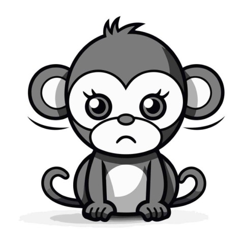 Monkey Cartoon Mascot Character Vector Illustration. Cute Animal