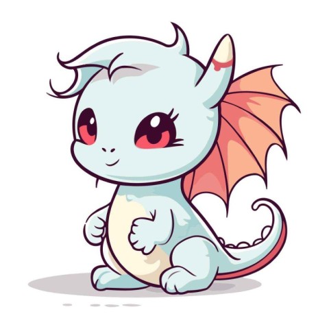 Cute cartoon dragon. Vector illustration isolated on a white bac