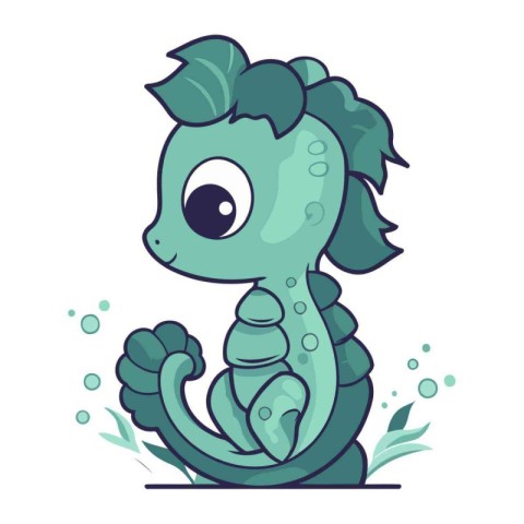 Cute cartoon seahorse. Vector illustration isolated on white bac