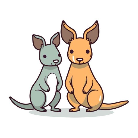 Kangaroo and mouse cute cartoon icon vector illustration graphic