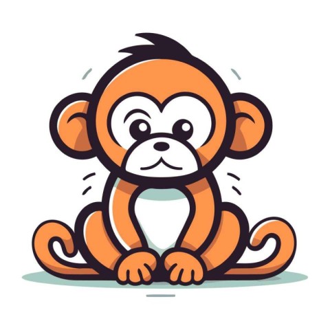 Cute monkey. Vector illustration. Isolated on white background.