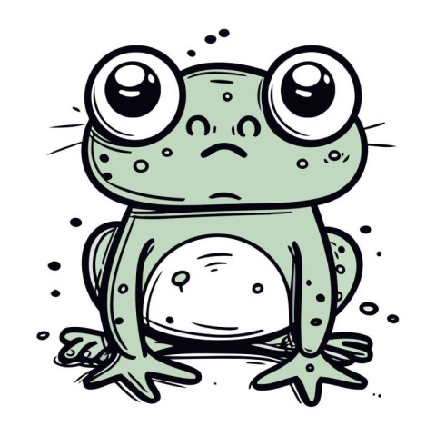 Cute cartoon frog. Vector illustration isolated on a white backg