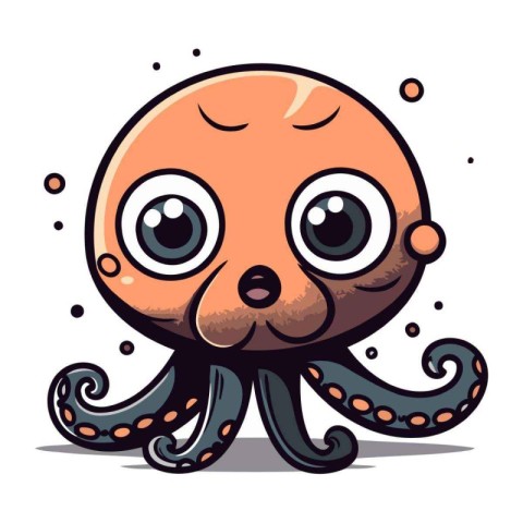 Cute cartoon octopus. Vector illustration isolated on white back