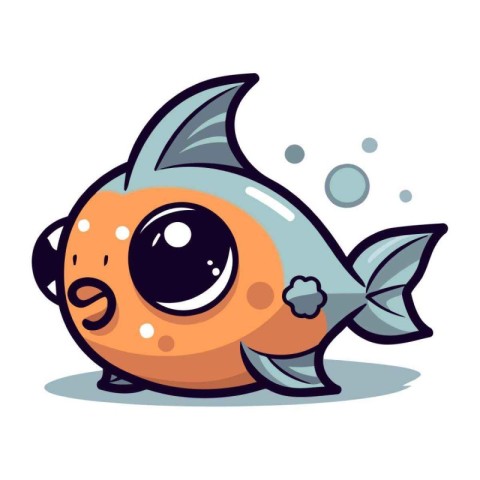 Cute cartoon fish. Vector illustration. Isolated on white backgr