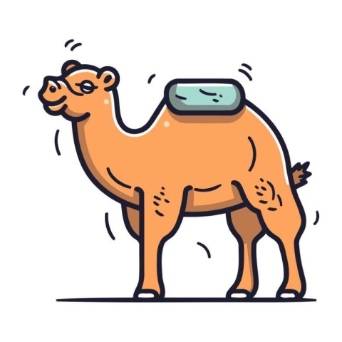 Camel. Cute cartoon animal. Vector illustration in thin line sty