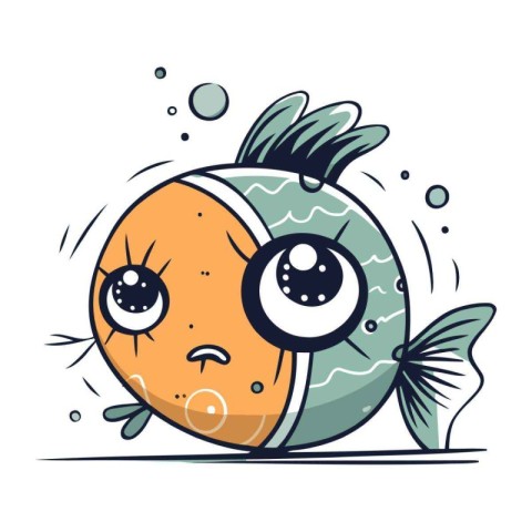 Cartoon fish. Vector illustration. Cute cartoon fish. Cartoon fi