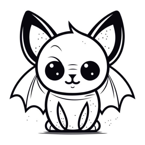 Cute cartoon bat. Vector illustration isolated on a white backgr