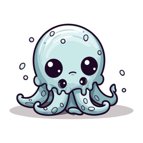 Cute octopus character design. Vector illustration isolated on w