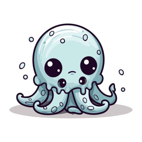 Cute octopus character design. Vector illustration isolated on w