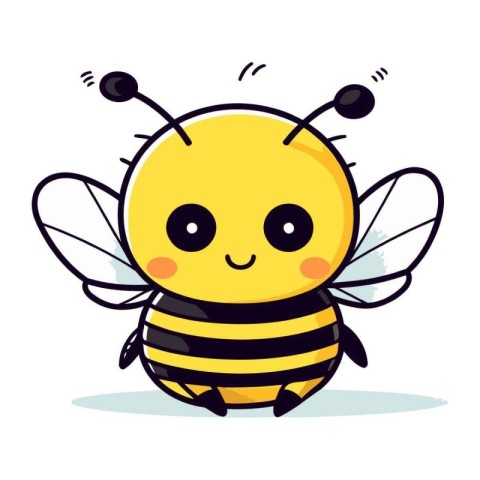 Cute cartoon bee. Vector illustration. Isolated on white backgro