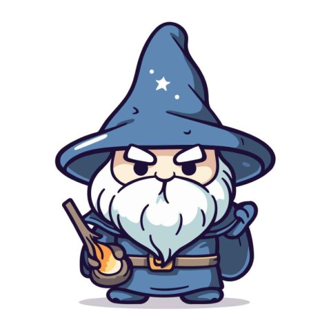 Angry Wizard Cartoon Character Mascot Design Vector Illustration