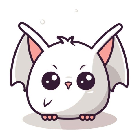 Cute cartoon kawaii bat. Vector illustration isolated on white b