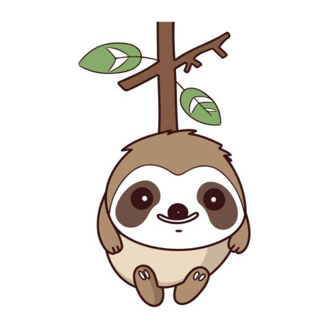 cute sloth cartoon vector illustration graphic design vector ill