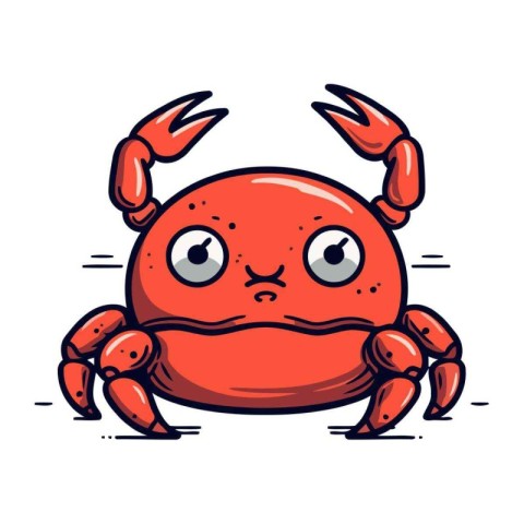 Cute cartoon crab character. Vector illustration isolated on whi