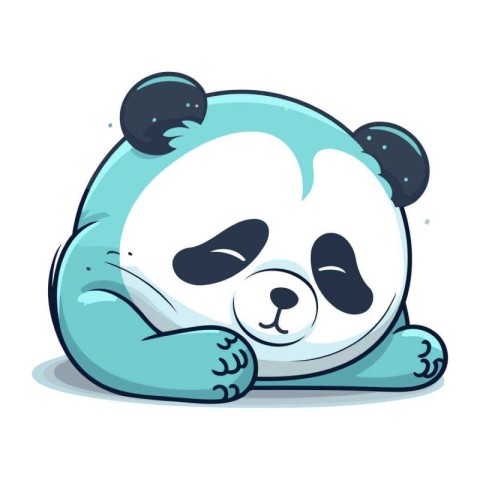 Cute cartoon panda sleeping. Vector illustration isolated on whi