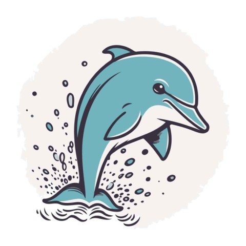 Dolphin. Hand drawn vector illustration in doodle style.