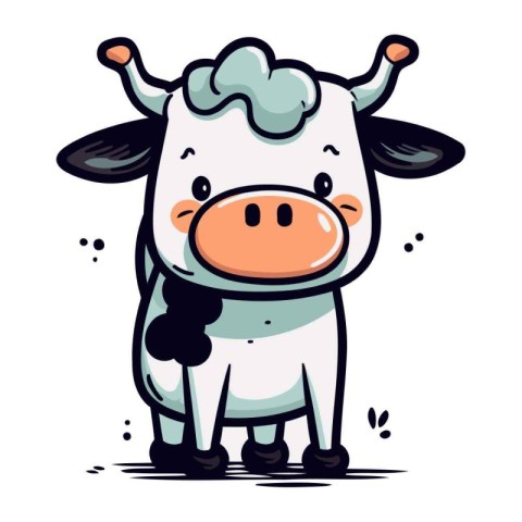 Cute cartoon cow. Vector illustration. Isolated on white backgro