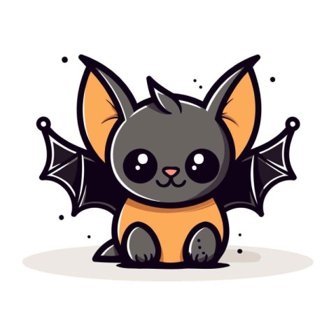 Cute cartoon bat. Vector illustration. Isolated on white backgro