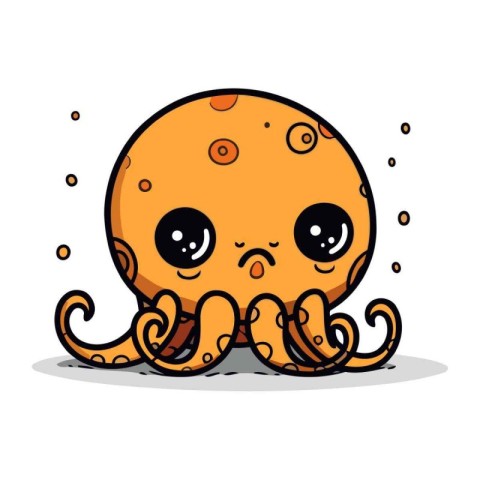 Cute cartoon octopus character. Vector illustration isolated on