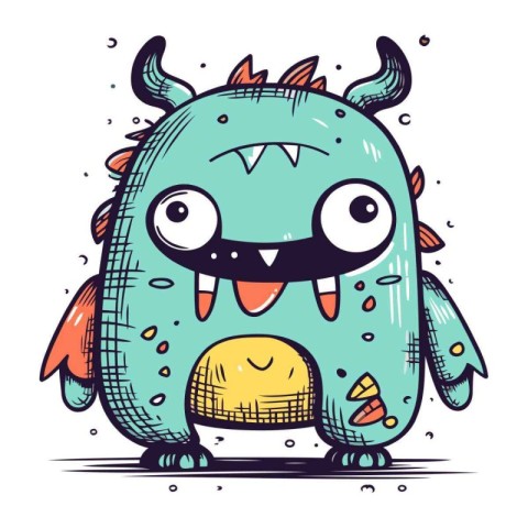 Funny cartoon monster. Vector illustration of cute monster with