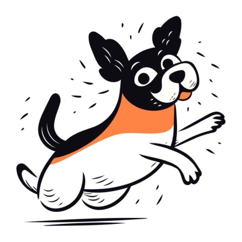 Cute cartoon dog jumping. Vector illustration of a dog jumping.