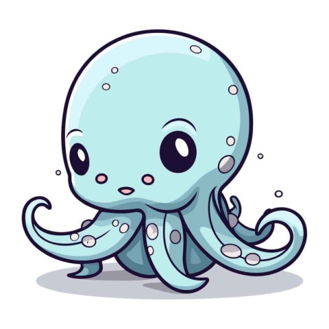 Cute cartoon octopus. Vector illustration isolated on white back