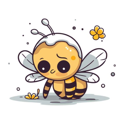 Cute cartoon bee. Vector illustration isolated on a white backgr